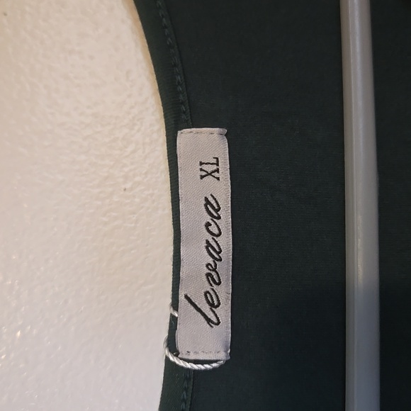 Levaca Womens XL Dark Green Petal Sleeves Belted Ruffle Hem Dress NWT - Picture 2 of 6